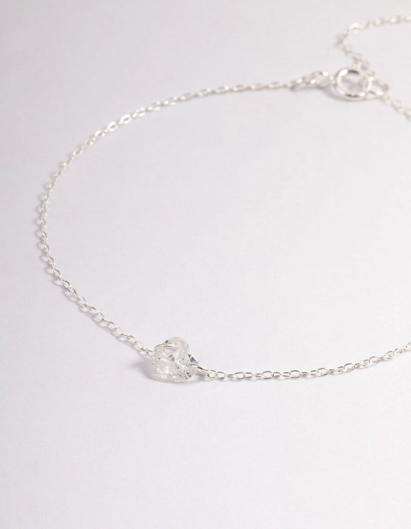 Sterling Silver Floating Heart Bracelet