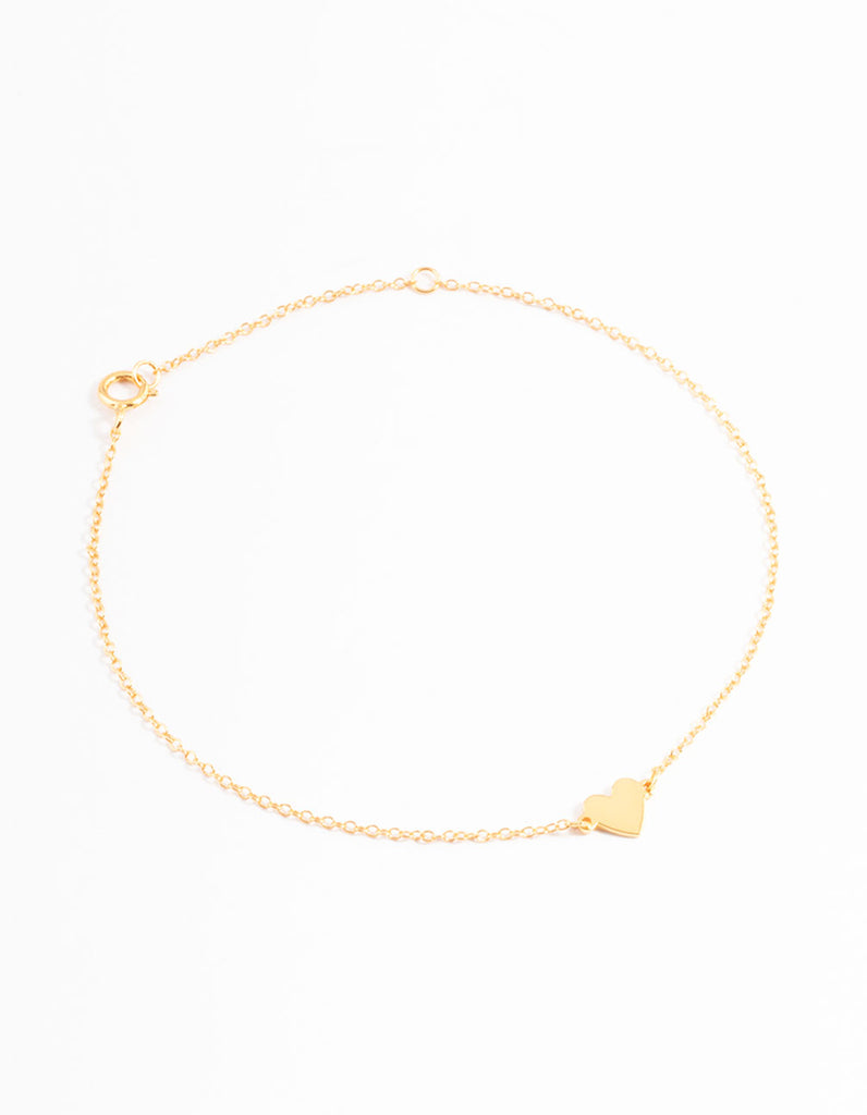 Gold Plated Sterling Silver Smooth Heart Bracelet