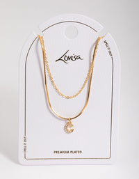 Letter C Gold Plated Layered Diamante Initial Necklace - link has visual effect only