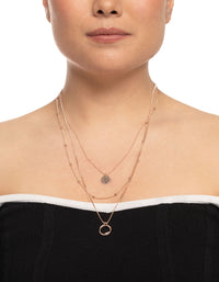 Rose Gold Circle Disc Multirow Necklace - link has visual effect only