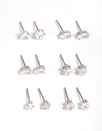 Rhodium Mixed Stone Stud Earring 12-Pack - link has visual effect only