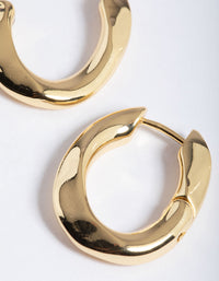 Gold Plated Brass Medium Oval Huggie Earrings - link has visual effect only