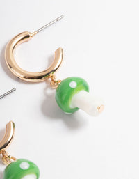 Green Medium Mushroom Huggie Earrings - link has visual effect only