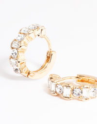 Gold Diamante Huggie Earrings - link has visual effect only