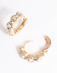 Gold Diamante Huggie Earrings - link has visual effect only