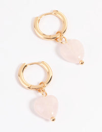 Gold Rose Heart Huggie Earrings - link has visual effect only