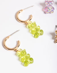 Mixed Lilac & Lime Green Bear Huggie Earrings Pack - link has visual effect only