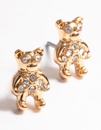 Gold Diamante Teddy Stud Earrings - link has visual effect only