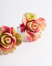 Plastic Large Rose Stud Earrings - link has visual effect only