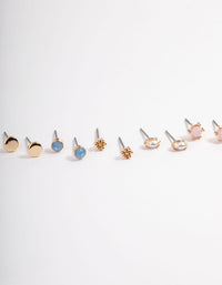 Gold Pastel Mix Stud Earrings 8-Pack - link has visual effect only