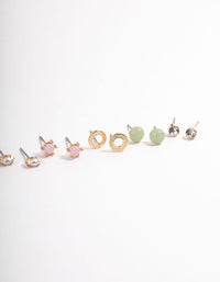 Gold Pastel Mix Stud Earrings 8-Pack - link has visual effect only