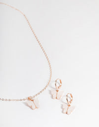 White Rose Gold Acrylic Butterfly Necklace & Earring Set - link has visual effect only