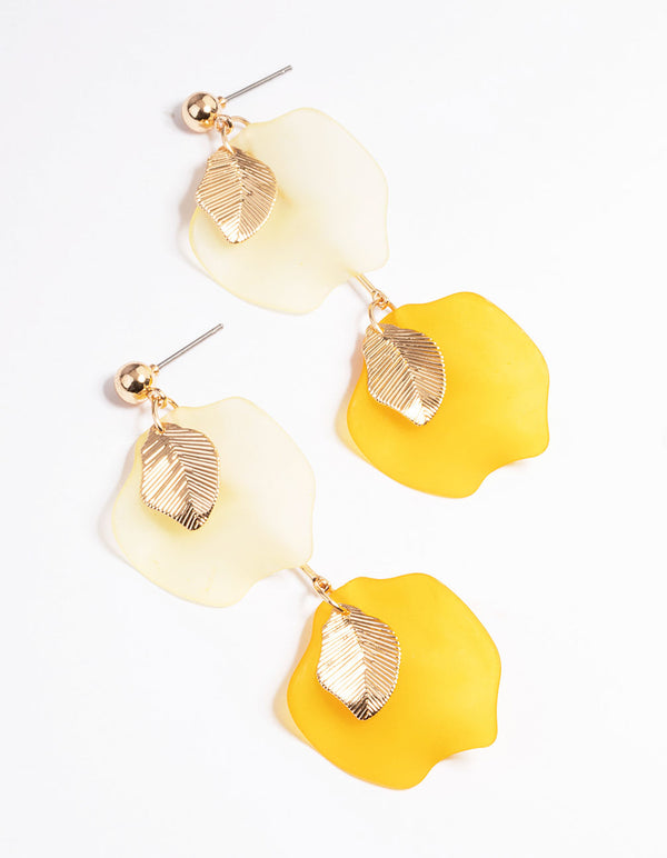 Mixed Petal & Leaf Drop Earrings