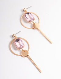 Pink Radiant Disc & Stick Drop Earrings - link has visual effect only