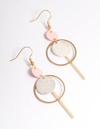 Pink Multi Disc & Stick Drop Earrings - link has visual effect only