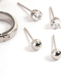 Stainless Steel Cubic Zirconia Stud & Huggie Earrings Pack - link has visual effect only