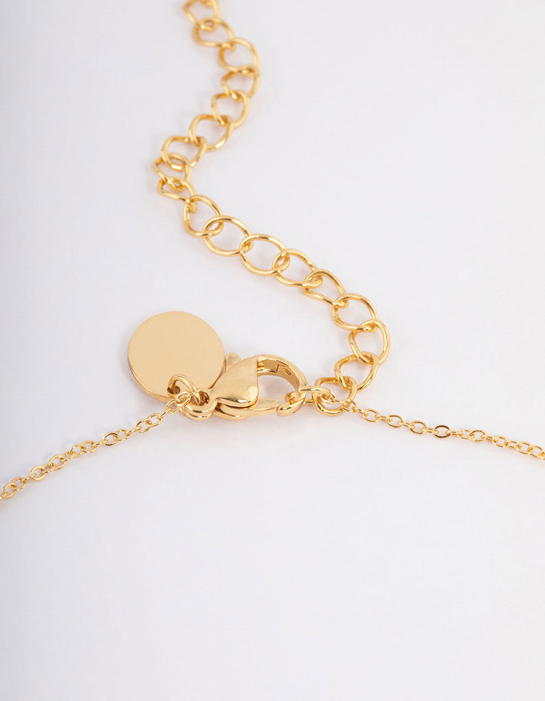 Gold Plated Stainless Steel Vintage Rounded Pendant Necklace