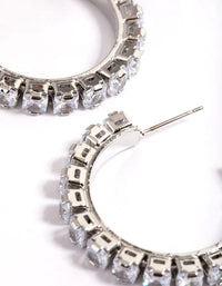 Cubic Zirconia Silver 25mm Diamante Hoop Earrings - link has visual effect only