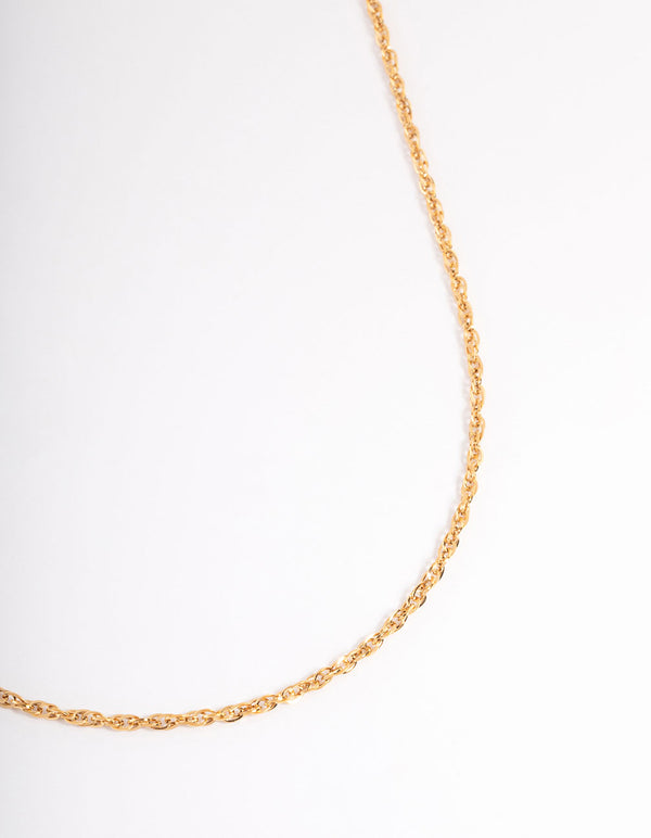 Waterproof Gold Plated Stainless Steel Fine 2mm Twist Chain Necklace