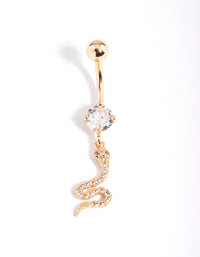 Gold Plated Surgical Steel Crystal Snake Drop Belly Ring - link has visual effect only