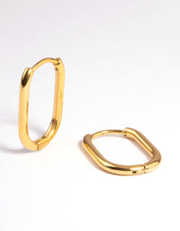Gold Plated Surgical Steel Rounded Rectangle Hoop Earrings - link has visual effect only