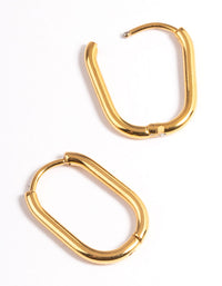Gold Plated Surgical Steel Rounded Rectangle Hoop Earrings - link has visual effect only