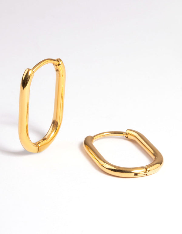 Gold Plated Surgical Steel Rounded Rectangle Hoop Earrings