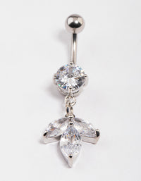 Rhodium Surgical Steel Petal Drop Belly Ring - link has visual effect only