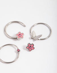 Surgical Steel Flower & Butterfly Mixed Earring Pack - link has visual effect only