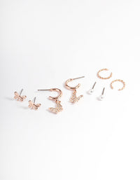 Rose Gold Pearl & Butterfly Earrings 4-Pack - link has visual effect only