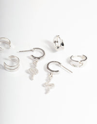 Silver Snake Hoop Earrings 4-Pack - link has visual effect only