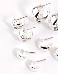 Silver Basic Flat Hoop Earrings 4-Pack - link has visual effect only