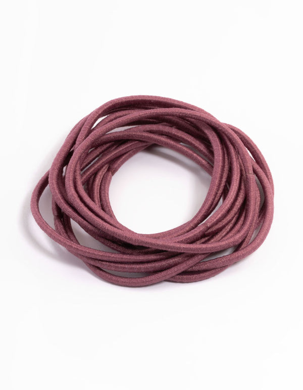 Maroon Fabric Basic Thin Hair Ties 12-Pack