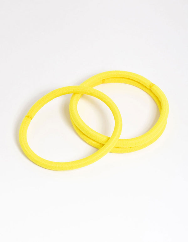 Yellow Fabric Classic Hair Tie Pack