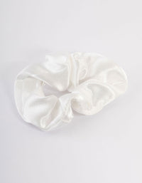 White Fabric Satin Scrunchie - link has visual effect only