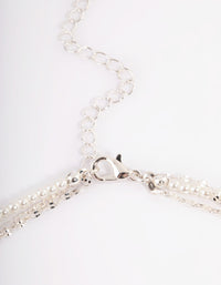 Silver Pearl Mixed Chain Triple Row Necklace - link has visual effect only