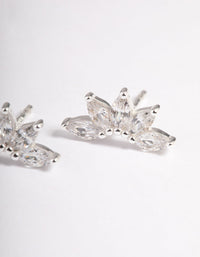 Sterling Silver Cubic Zirconia Fan Stud Earrings - link has visual effect only