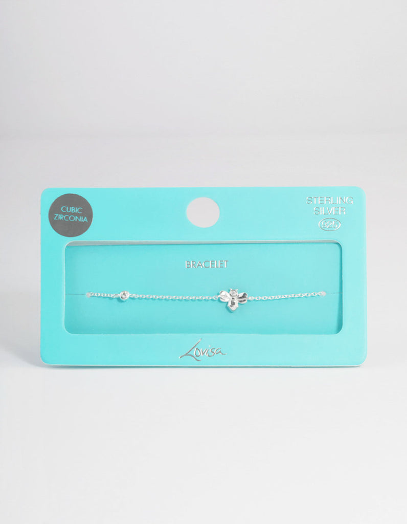 Sterling Silver Cubic Zirconia Bee Bracelet