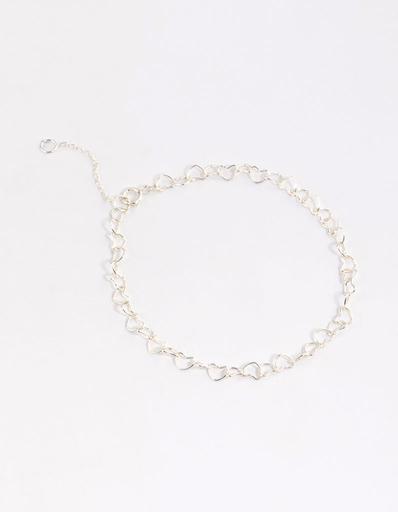 Sterling Silver Linked Heart Bracelet