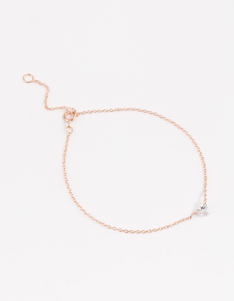 Rose Gold Sterling Plated Floating Heart Bracelet