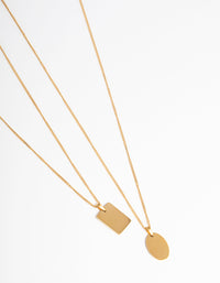 Gold Plated Stainless Steel Disc Pendant Necklace Pack - link has visual effect only