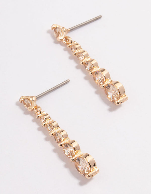 Gold Graduated Stone Drop Earrings