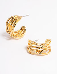 Gold Layered Crossover Hoop Earrings - link has visual effect only