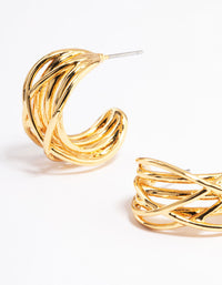 Gold Layered Crossover Hoop Earrings - link has visual effect only