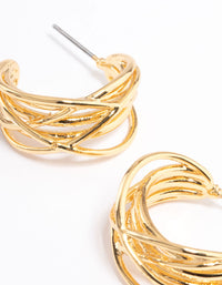 Gold Layered Crossover Hoop Earrings - link has visual effect only