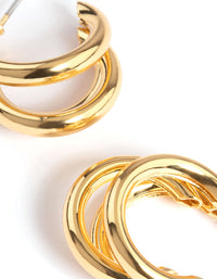 Gold Plated Mini Triple Row Hoop Earrings - link has visual effect only