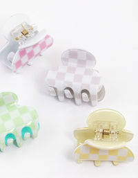 Checkered Mini Hair Claw Clips 4-Pack - link has visual effect only