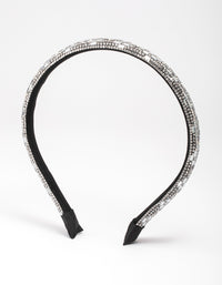 Rhodium Rectangle Diamante Headband - link has visual effect only