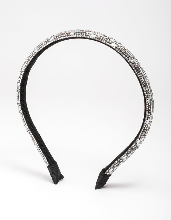 Rhodium Rectangle Diamante Headband