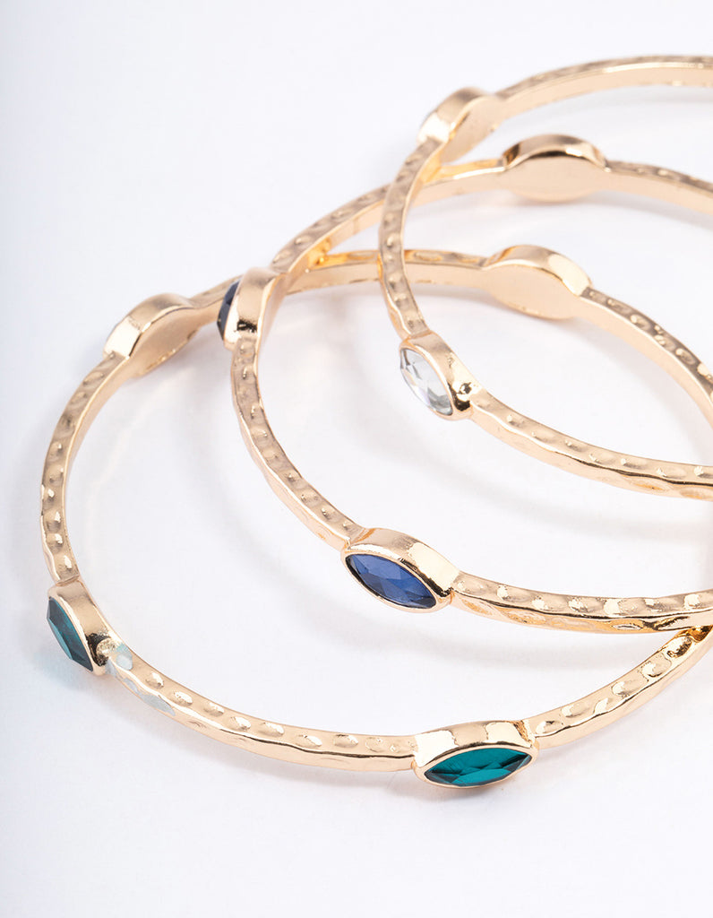 Gold Hammered Stone Bracelet Pack